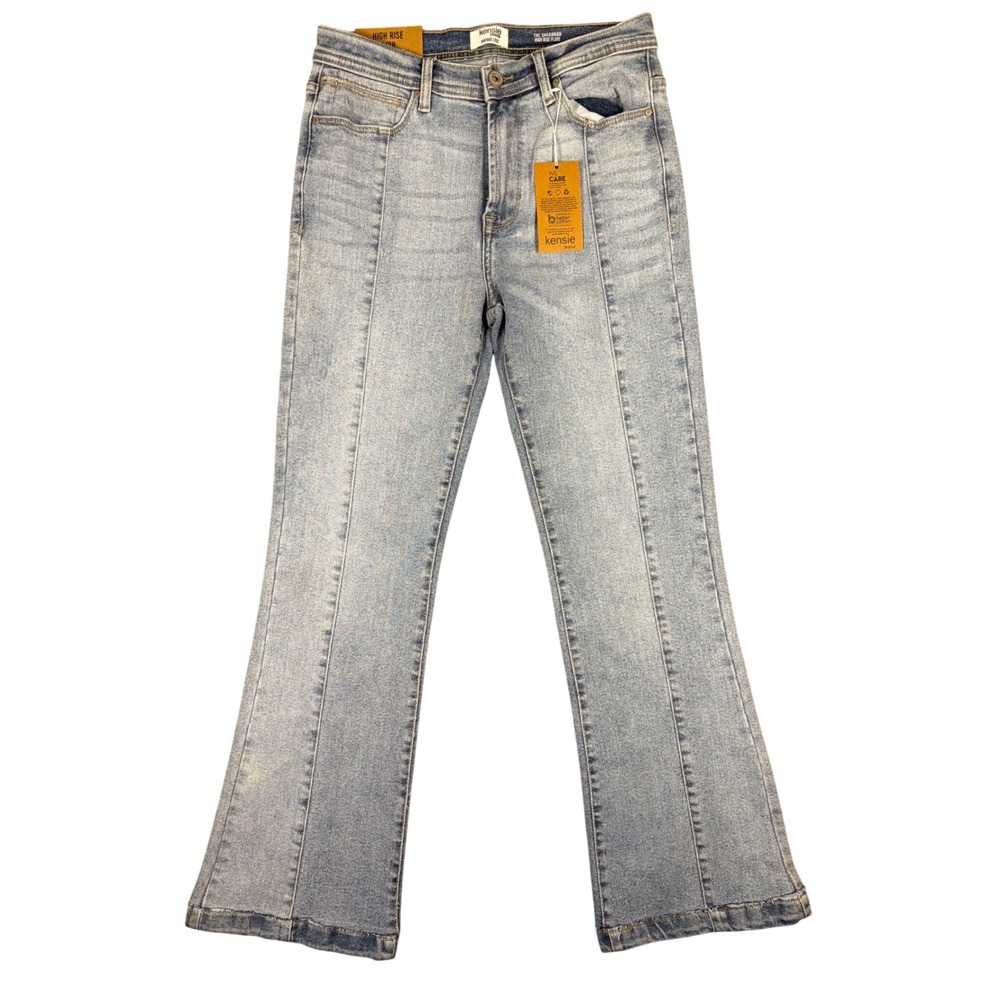 Kensie Jeans Savannah High Rise Flare Light Wash Front Seam Denim Size 6/28 NEW